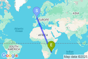 Map of the flight from London Stansted to Beira