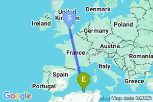 Map of the flight from London Stansted to Bejaia