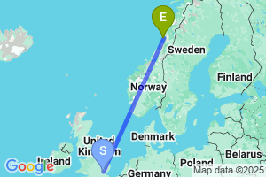 Map of the flight from London Stansted to Bronnoysund Bronnoy