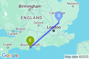 Map of the flight from London Stansted to Bournemouth