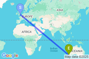 Map of the flight from London Stansted to Busselton