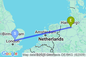 Map of the flight from London Stansted to Bremen