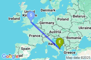 Map of the flight from London Stansted to Bari