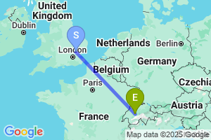 Map of the flight from London Stansted to Bern