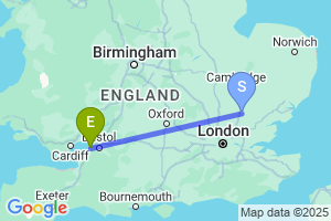 Map of the flight from London Stansted to Bristol