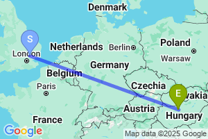 Map of the flight from London Stansted to Budapest