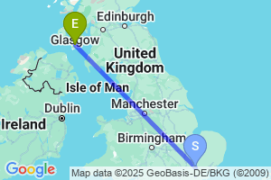 Map of the flight from London Stansted to Campbeltown