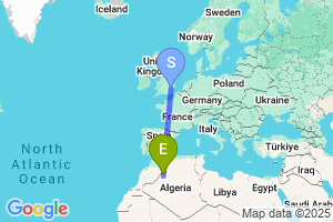 Map of the flight from London Stansted to Bechar