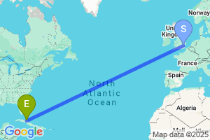 Map of the flight from London Stansted to Cayo Coco