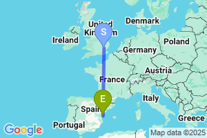 Map of the flight from London Stansted to Castellon de la Plana