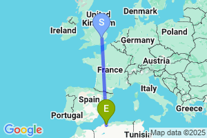Map of the flight from London Stansted to Chlef