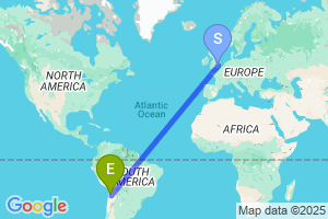 Map of the flight from London Stansted to Calama