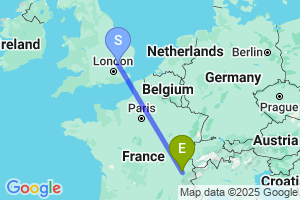 Map of the flight from London Stansted to Chambery