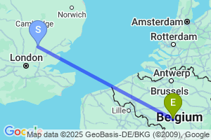 Map of the flight from London Stansted to Brussels S. Charleroi