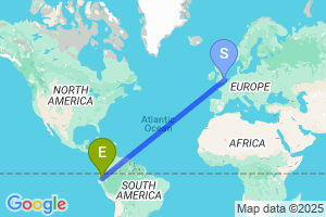 Map of the flight from London Stansted to Cuenca