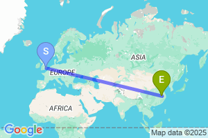 Map of the flight from London Stansted to Datong