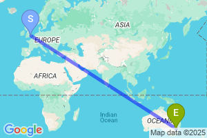 Map of the flight from London Stansted to Dubbo