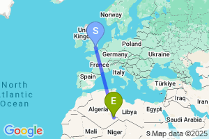 Map of the flight from London Stansted to Djanet