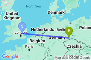 Map of the flight from London Stansted to Dresden