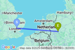 Map of the flight from London Stansted to Dortmund