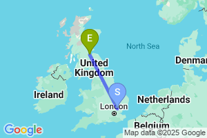 Map of the flight from London Stansted to Edinburgh