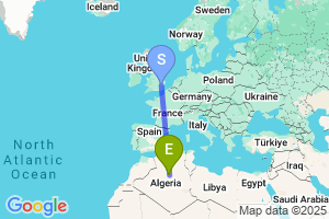 Map of the flight from London Stansted to El Golea