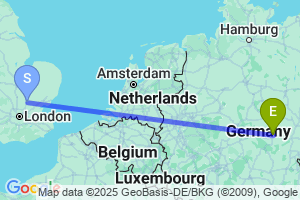 Map of the flight from London Stansted to Erfurt