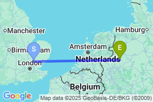 Map of the flight from London Stansted to Munster