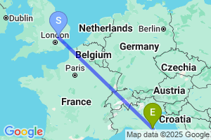 Map of the flight from London Stansted to Forlì