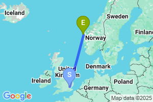 Map of the flight from London Stansted to Floro