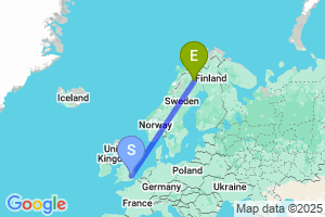 Map of the flight from London Stansted to Gallivare