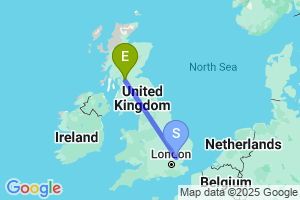 Map of the flight from London Stansted to Glasgow