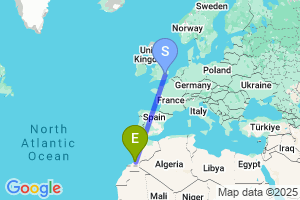 Map of the flight from London Stansted to Goulimime