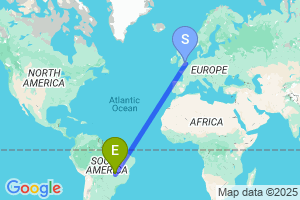 Map of the flight from London Stansted to Goiania