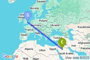 Map of the flight from London Stansted to Hail