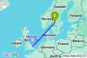 Map of the flight from London Stansted to Hagfors