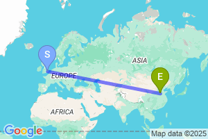 Map of the flight from London Stansted to Hong Qiqu