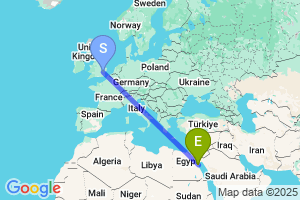 Map of the flight from London Stansted to Hurghada