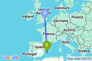 Map of the flight from London Stansted to Ibiza