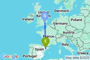 Map of the flight from London Stansted to Lleida