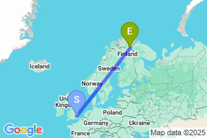 Map of the flight from London Stansted to Ivalo