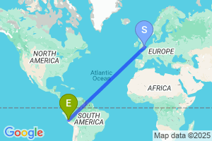 Map of the flight from London Stansted to Jauja