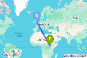 Map of the flight from London Stansted to Juba