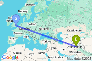 Map of the flight from London Stansted to Kabul