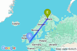 Map of the flight from London Stansted to Kittilä