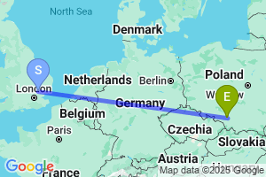 Map of the flight from London Stansted to Katowice