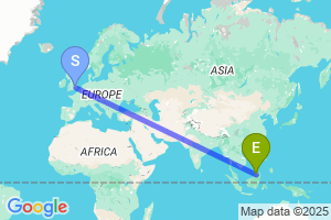 Map of the flight from London Stansted to Labuan