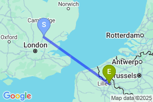 Map of the flight from London Stansted to Lille