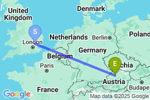 Map of the flight from London Stansted to Linz