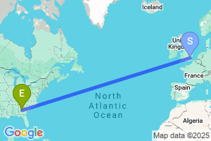 Map of the flight from London Stansted to Macon